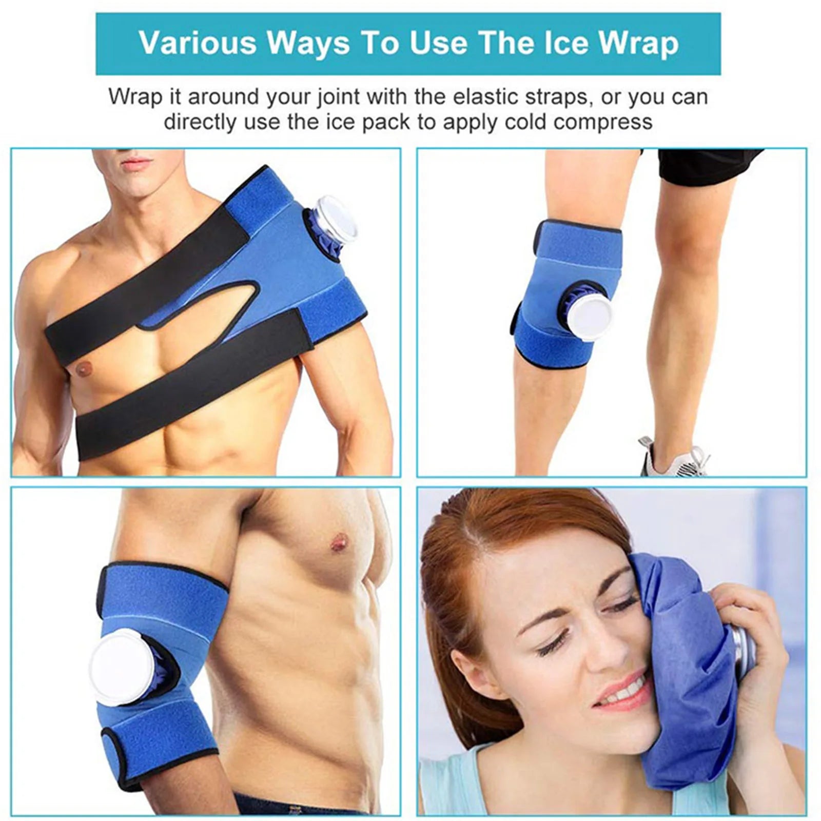 3-Pack Reusable Ice Bags with Flexible Wrap