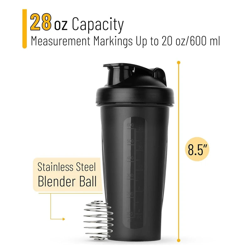 600ml Protein Shaker Bottle – 20oz Portable Fitness Bottle for Athletes & Fitness Enthusiasts