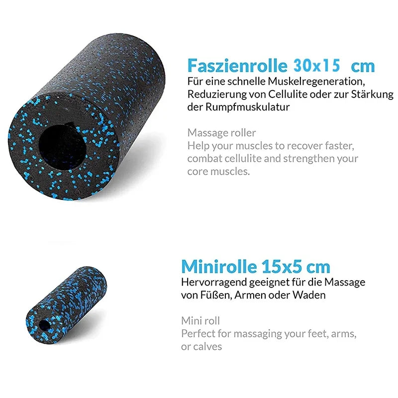 High-Density Foam Roller & Fascia Ball Set - Yoga Massage Pain Relief (5pcs)