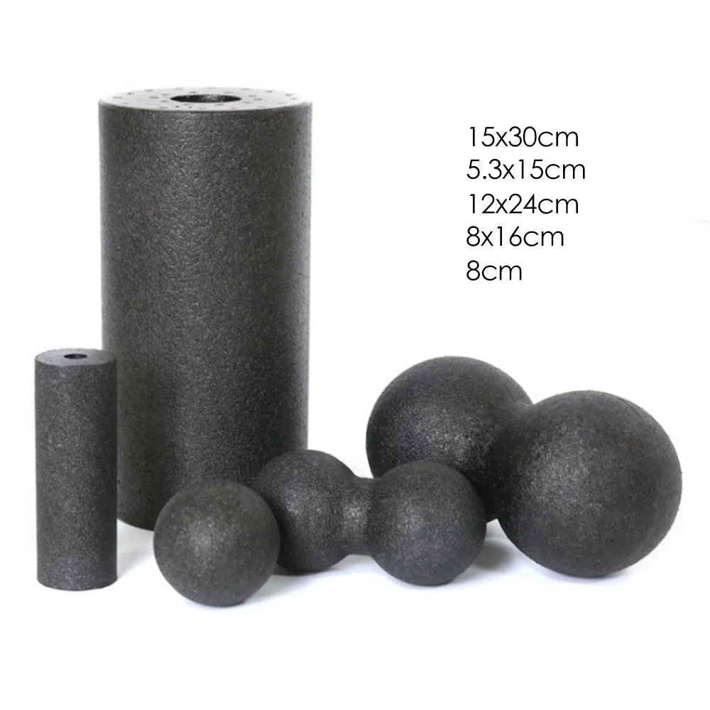 High-Density Foam Roller & Fascia Ball Set - Yoga Massage Pain Relief (5pcs)