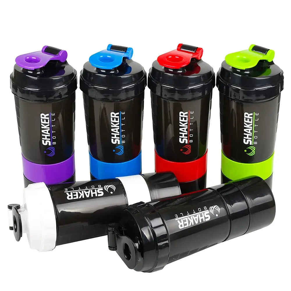 3-Layer Protein Shaker Bottle - Large Capacity Mixing Cup for Workout & Bodybuilding