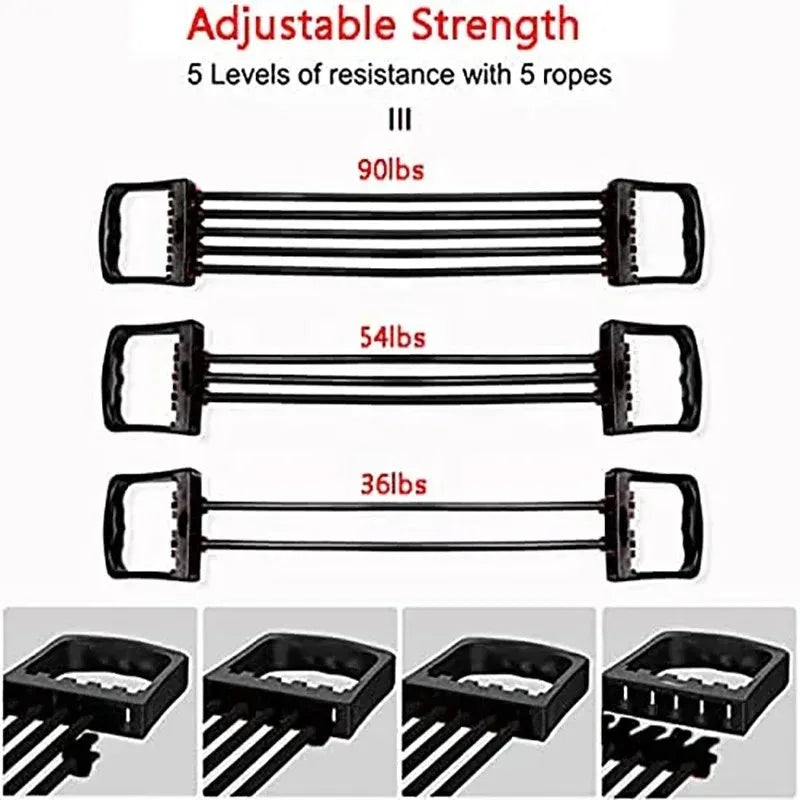 Chest Expander with 5 Resistance Bands for Pilates & Strength Training