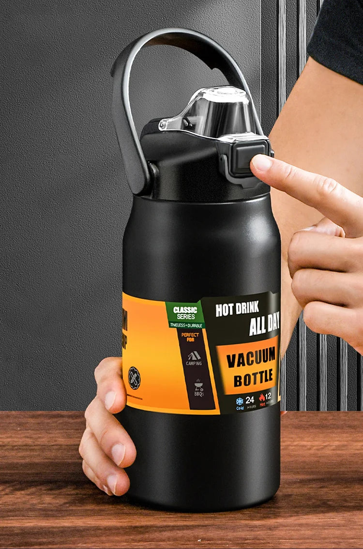 Portable Thermos with Straw Stainless Steel