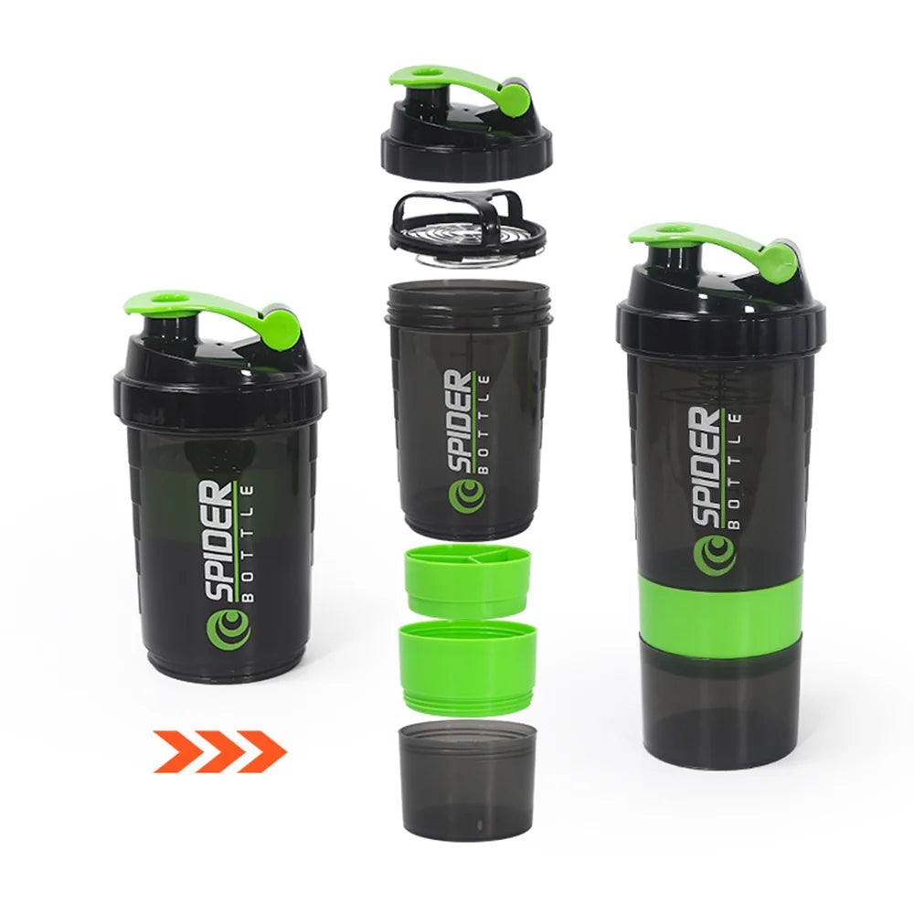 3-Layer Protein Shaker Bottle - Large Capacity Mixing Cup for Workout & Bodybuilding