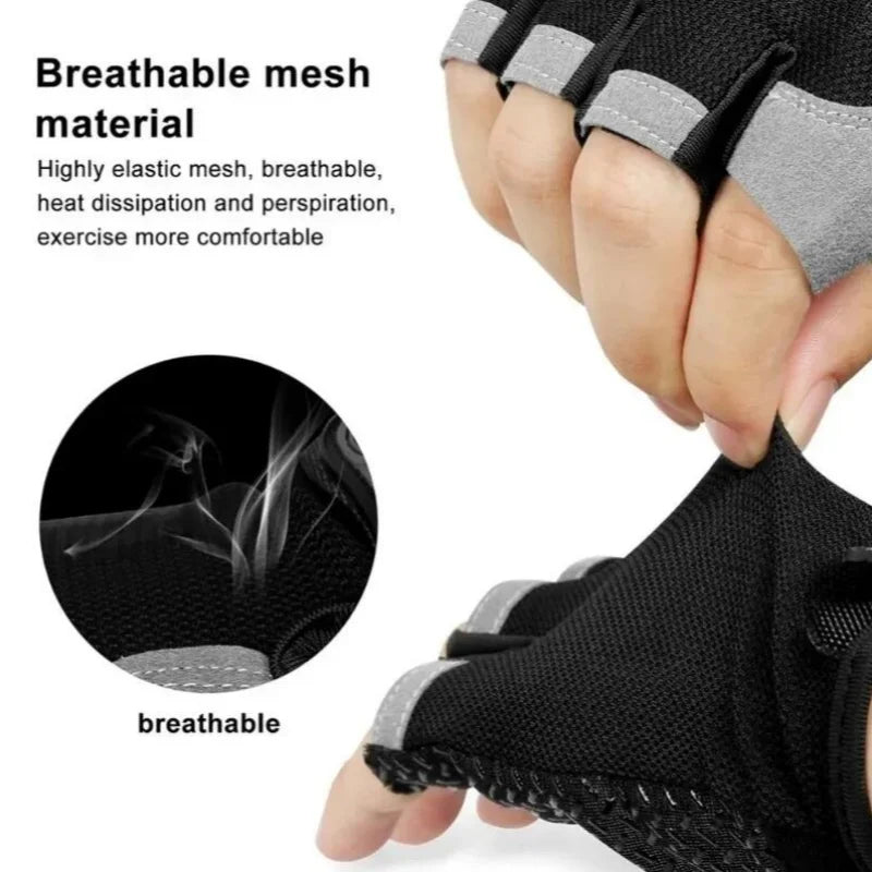 Fingerless Gym Gloves - Anti-Slip, Shock-Absorbing, Breathable for Training