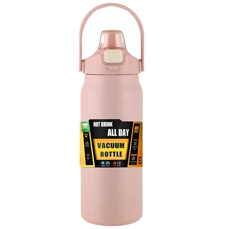 Portable Thermos with Straw Stainless Steel