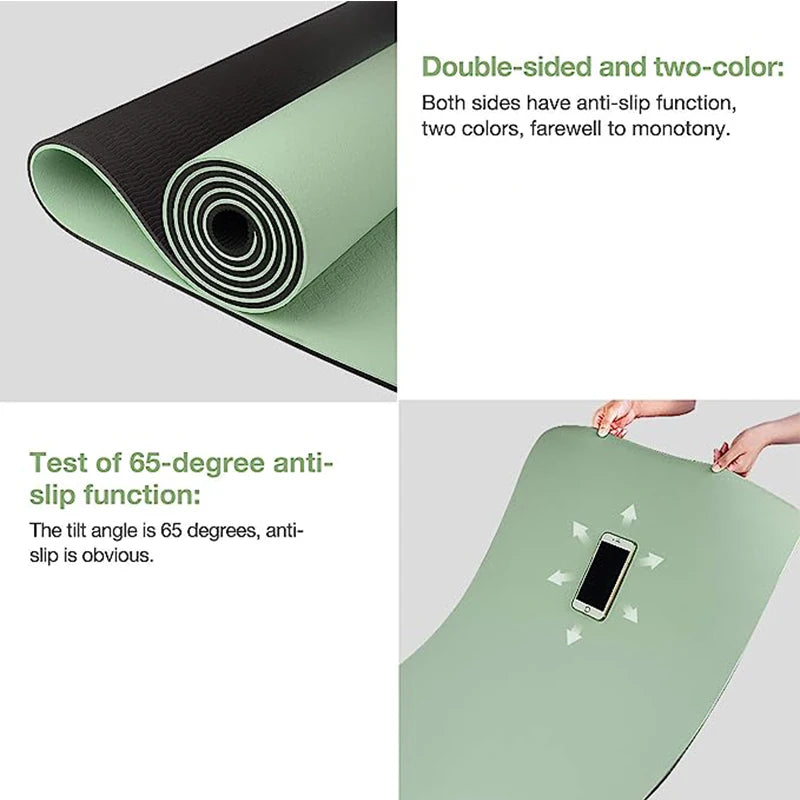 Two-Tone Non-Slip TPE Yoga Mat - Durable, Odor-Free, Home Fitness Pad (180x57cm)