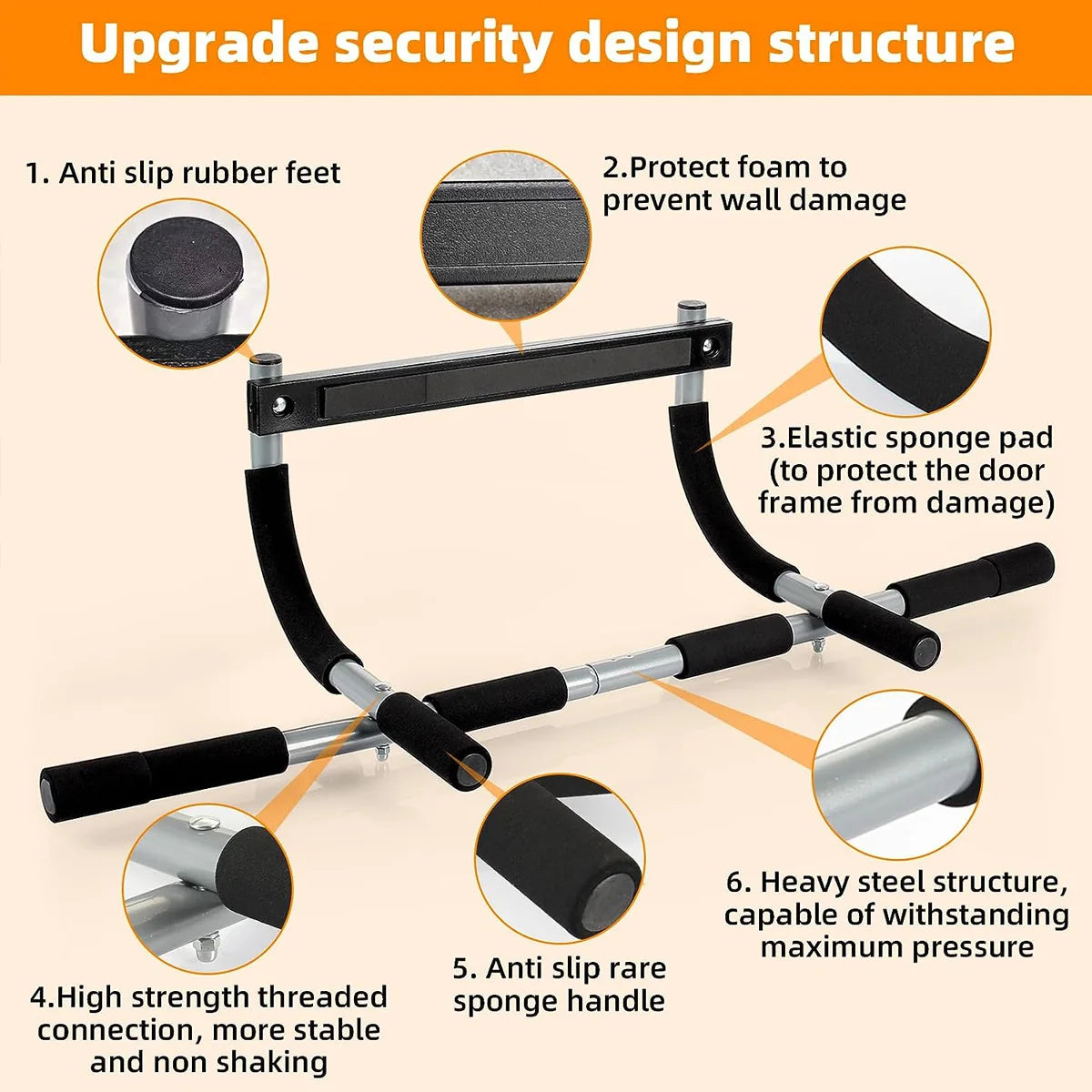 Punch-Free Door Frame Pull-Up Bar – Indoor Horizontal Bar for Fitness & Strength Training