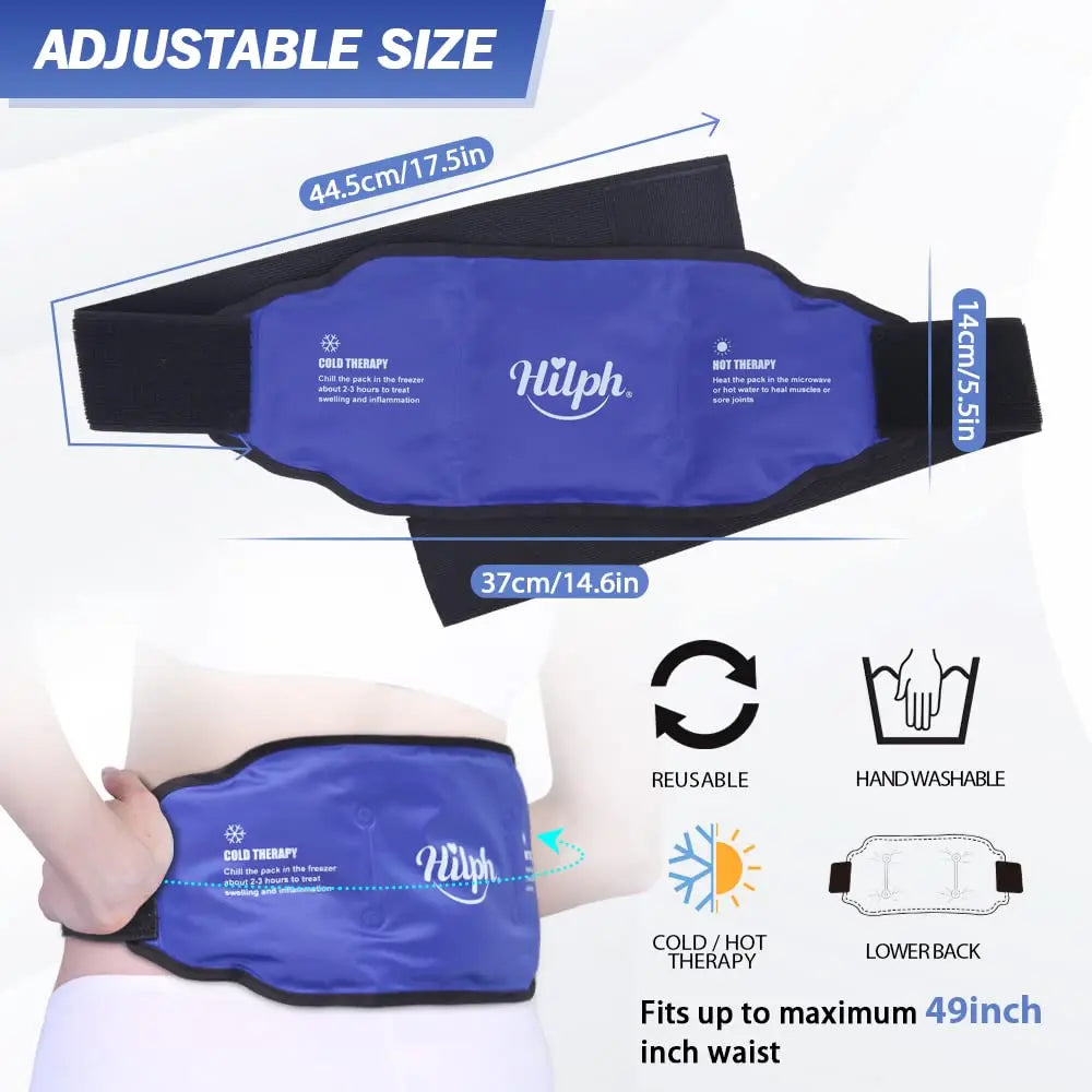 Lower Back Ice Pack - Hot & Cold Therapy, Reusable Compress for Pain Relief & Support