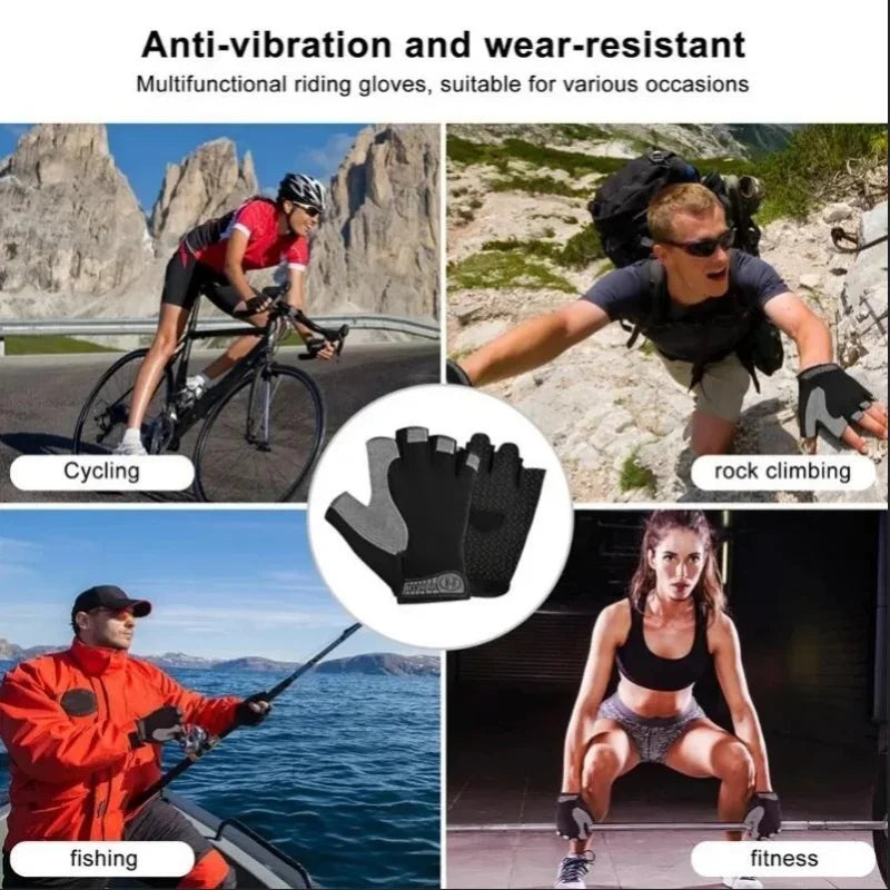 Fingerless Gym Gloves - Anti-Slip, Shock-Absorbing, Breathable for Training