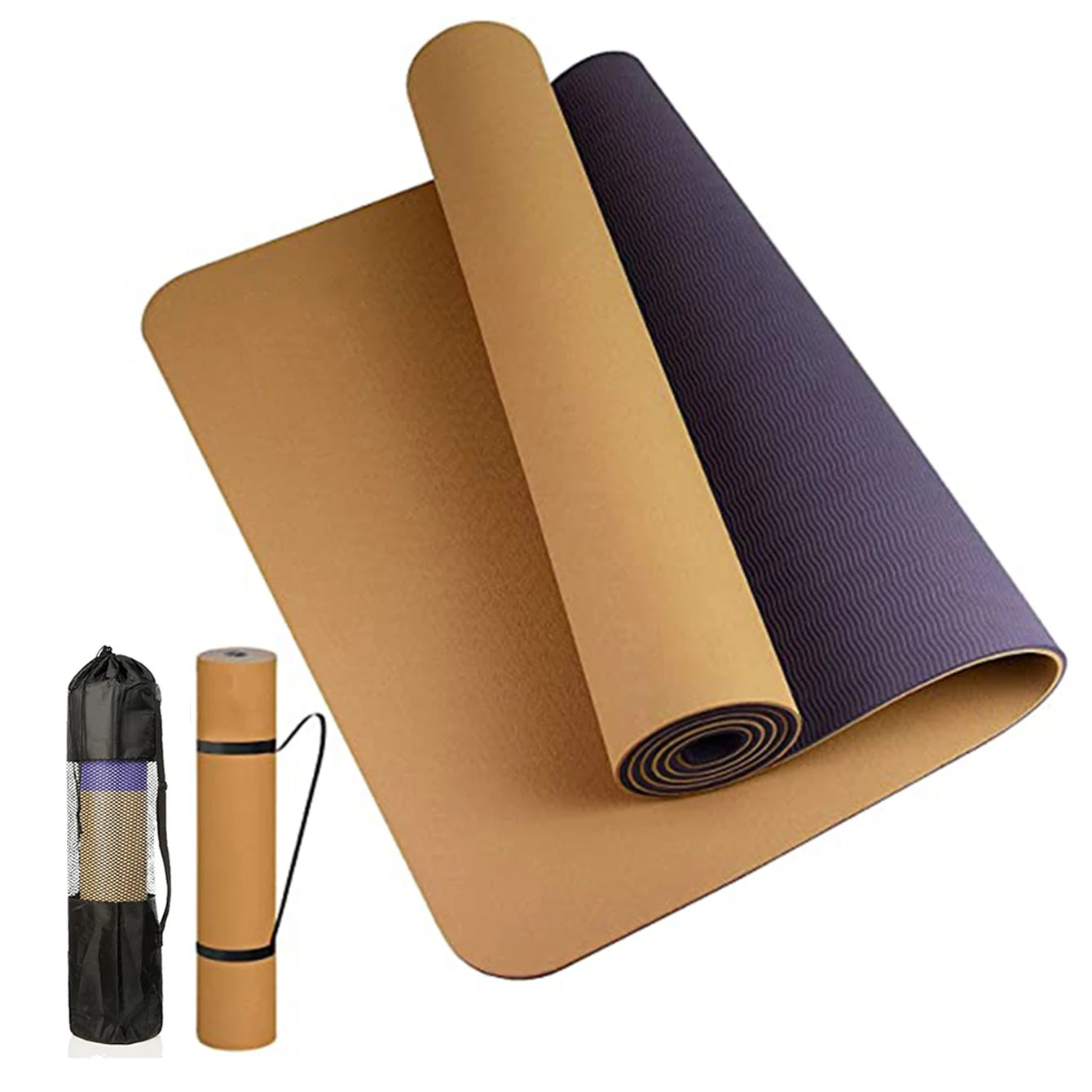 Two-Tone Non-Slip TPE Yoga Mat - Durable, Odor-Free, Home Fitness Pad (180x57cm)