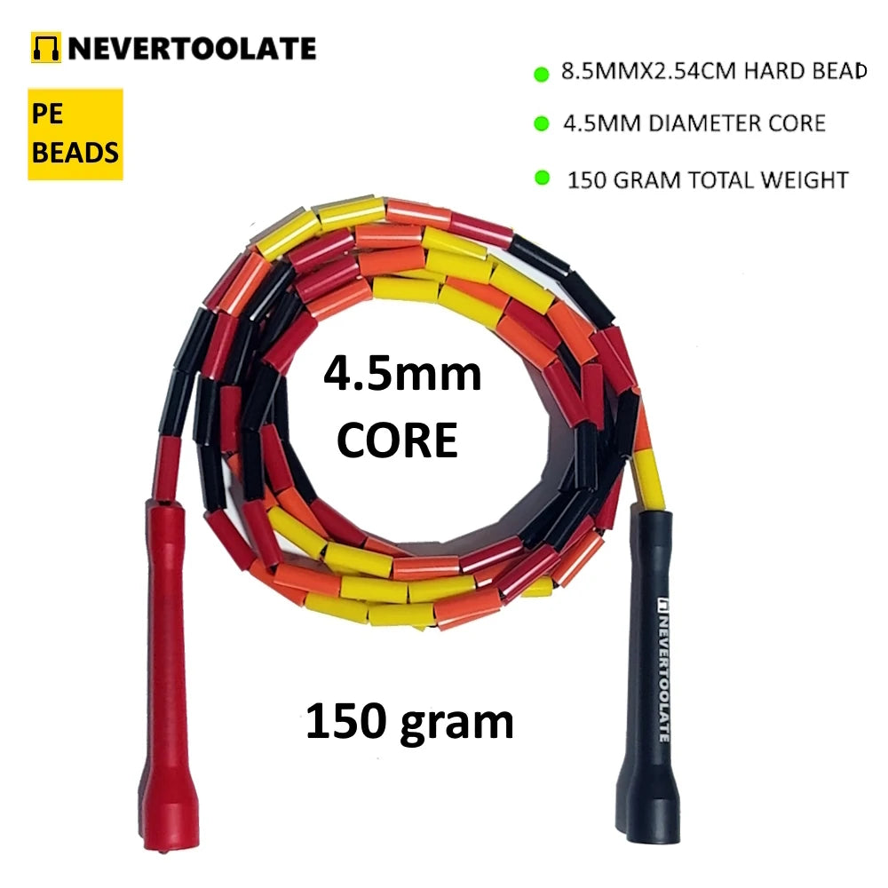 NEVERTOOLATE Hard Beaded Freestyle Jump Rope – RA Handle for Tricks & Skill Training with Coach Chris