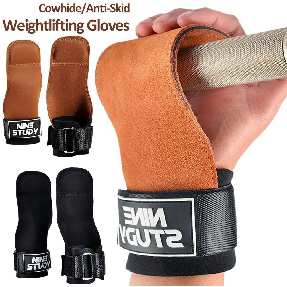 Cowhide Gym Gloves – Anti-Skid Weightlifting Grips & Palm Protection for Crossfit