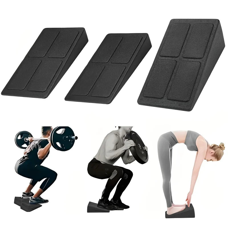 3-Piece Adjustable Non-Slip Yoga & Squat Blocks – Slant Board & Calf Stretcher for Gym & Exercise