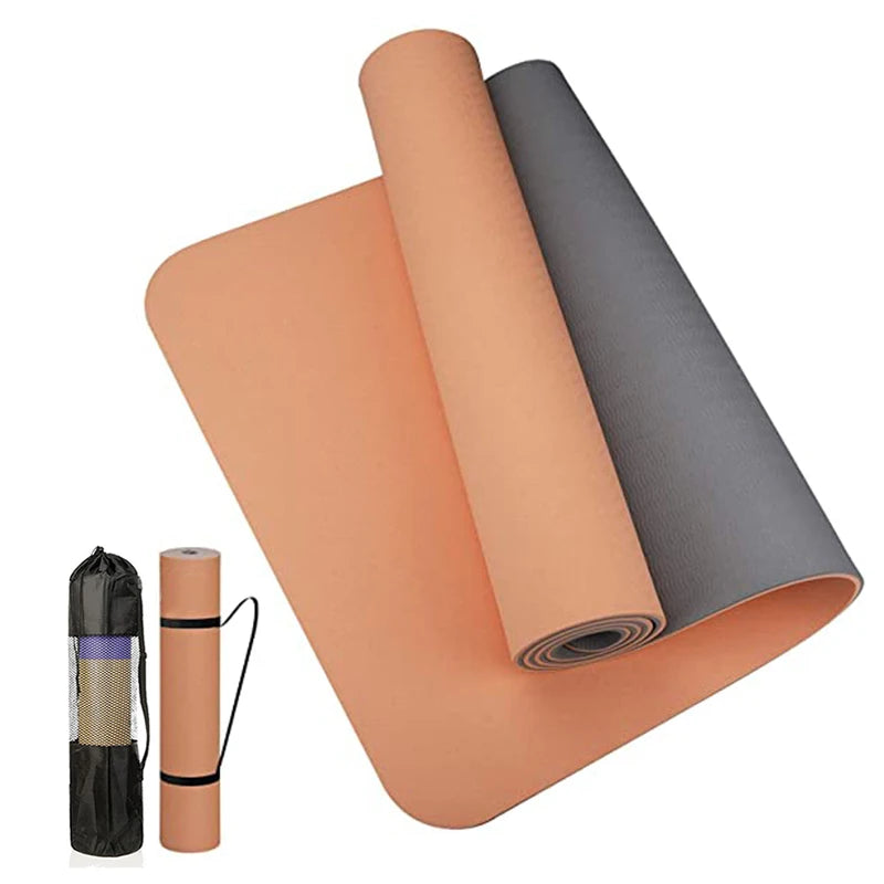 Two-Tone Non-Slip TPE Yoga Mat - Durable, Odor-Free, Home Fitness Pad (180x57cm)