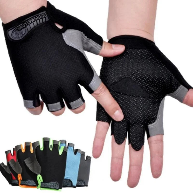 Fingerless Gym Gloves - Anti-Slip, Shock-Absorbing, Breathable for Training