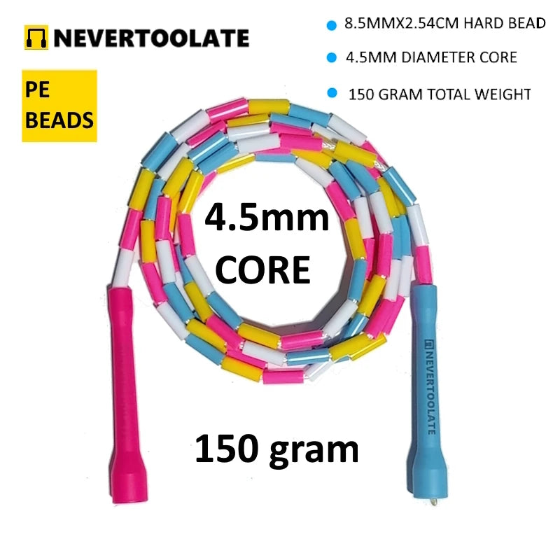 NEVERTOOLATE Hard Beaded Freestyle Jump Rope – RA Handle for Tricks & Skill Training with Coach Chris