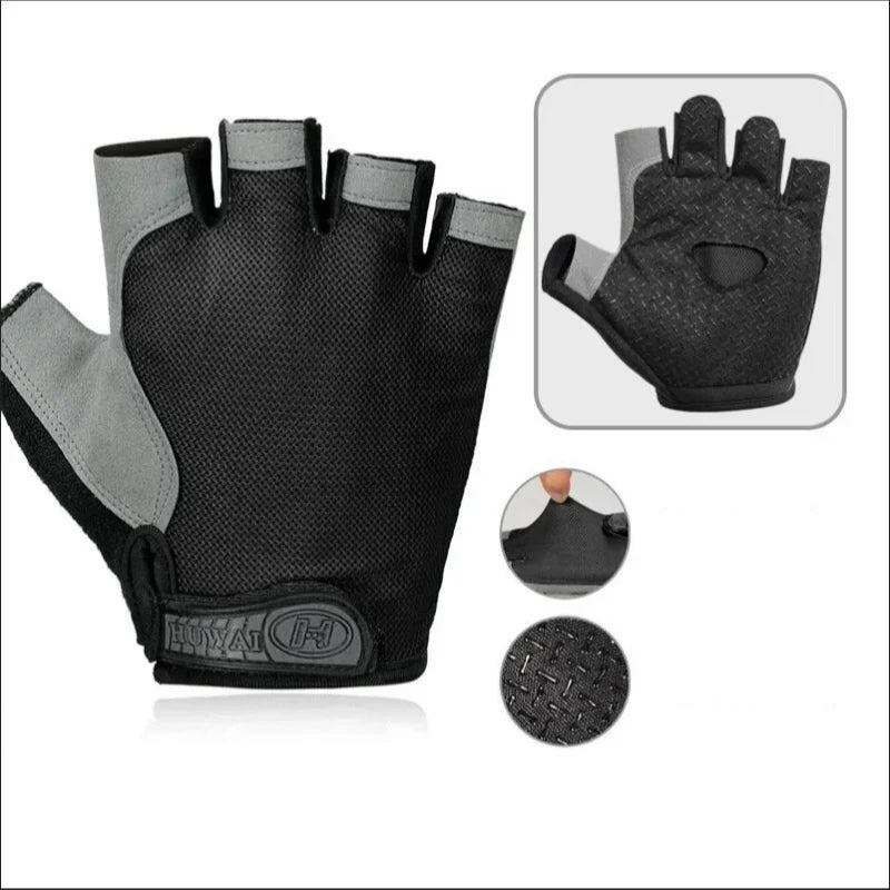 Fingerless Gym Gloves - Anti-Slip, Shock-Absorbing, Breathable for Training