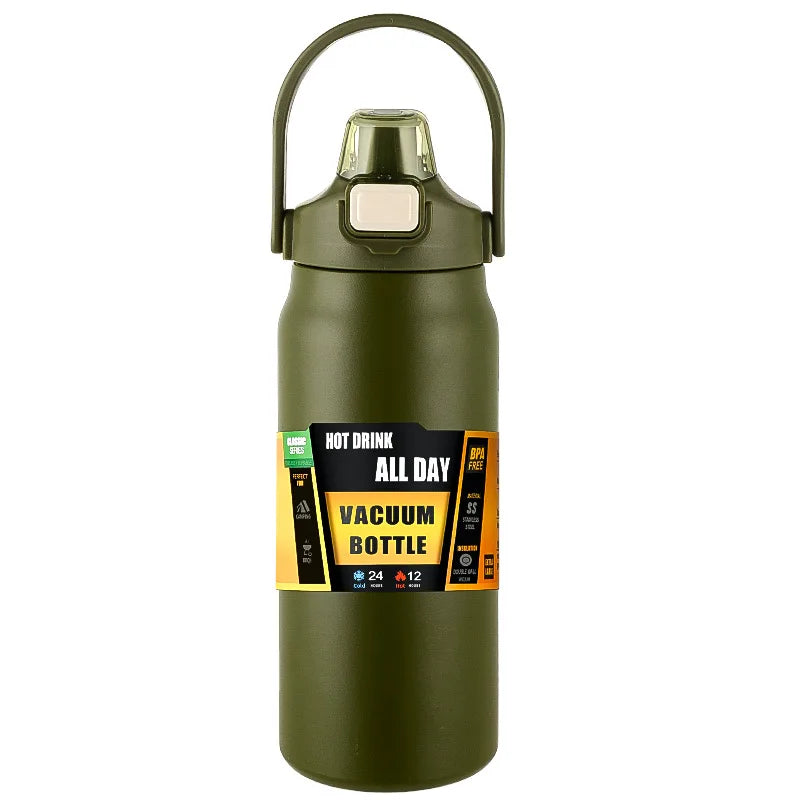 Portable Thermos with Straw Stainless Steel