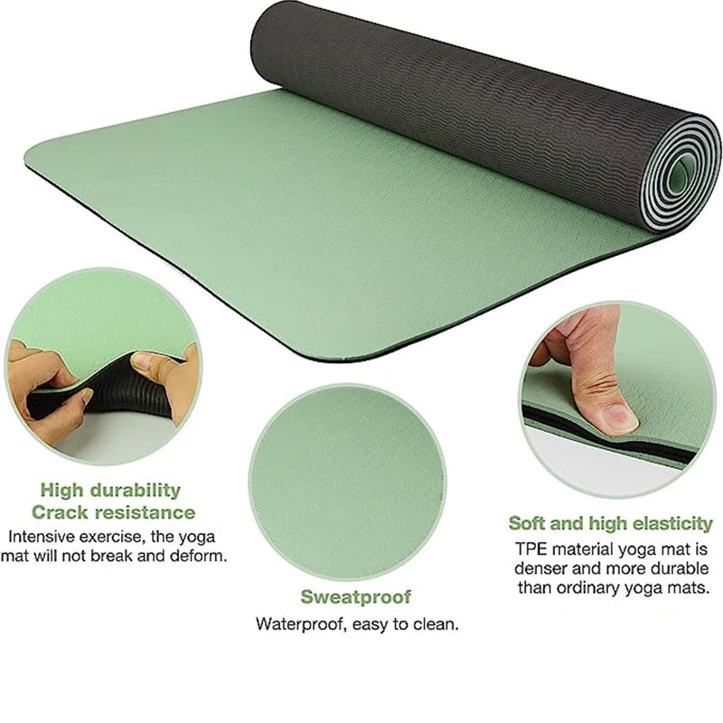 Two-Tone Non-Slip TPE Yoga Mat - Durable, Odor-Free, Home Fitness Pad (180x57cm)