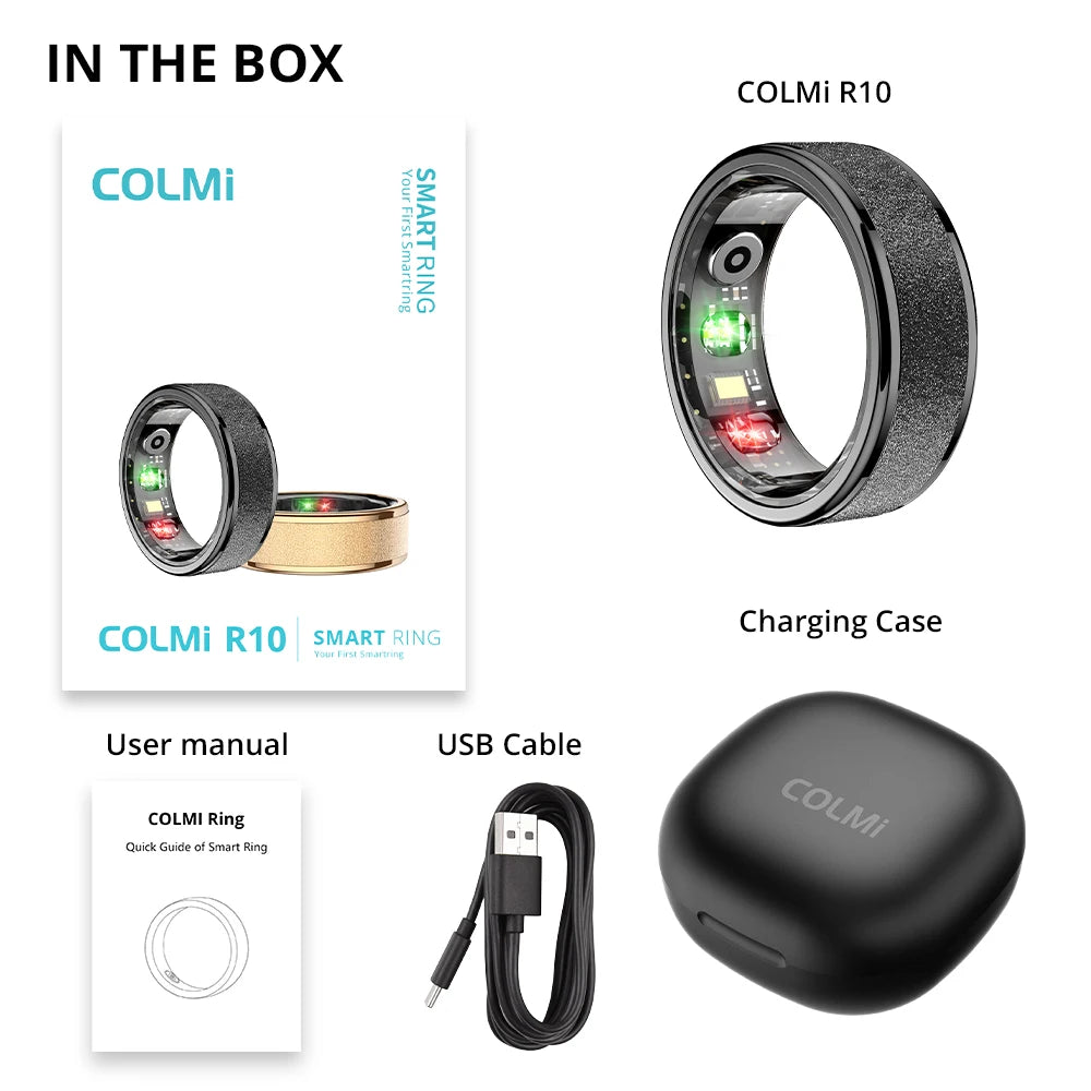 COLMI R10 Smart Ring – Health & Sleep Monitor, Waterproof, Multi-Sport Mode with Charging Case