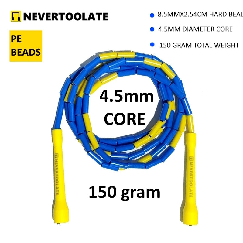 NEVERTOOLATE Hard Beaded Freestyle Jump Rope – RA Handle for Tricks & Skill Training with Coach Chris