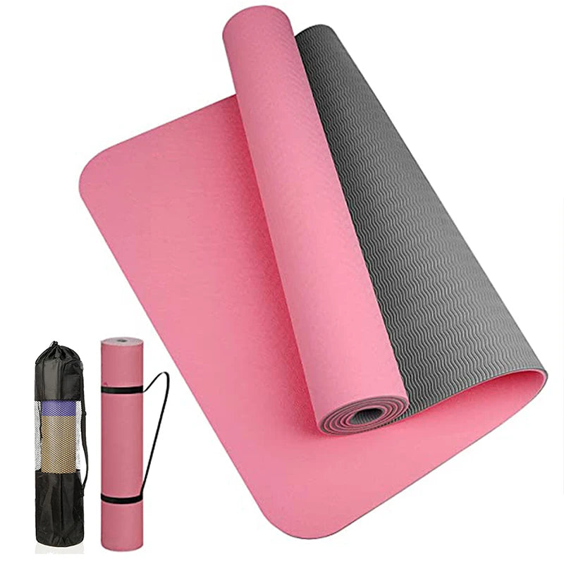 Two-Tone Non-Slip TPE Yoga Mat - Durable, Odor-Free, Home Fitness Pad (180x57cm)