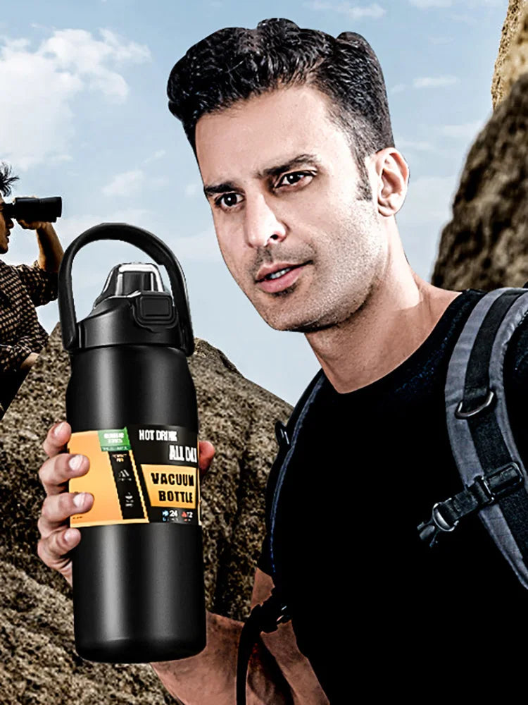 Portable Thermos with Straw Stainless Steel