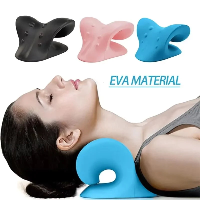 Neck & Shoulder Stretcher Pillow - Cervical Traction Device for Side, Back, & Stomach Sleepers