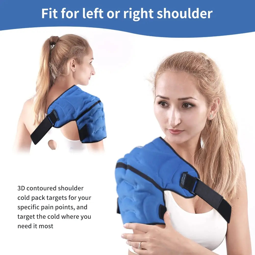 Shoulder Ice Pack - Hot & Cold Therapy, Compression Gel Wrap for Pain Relief & Injuries