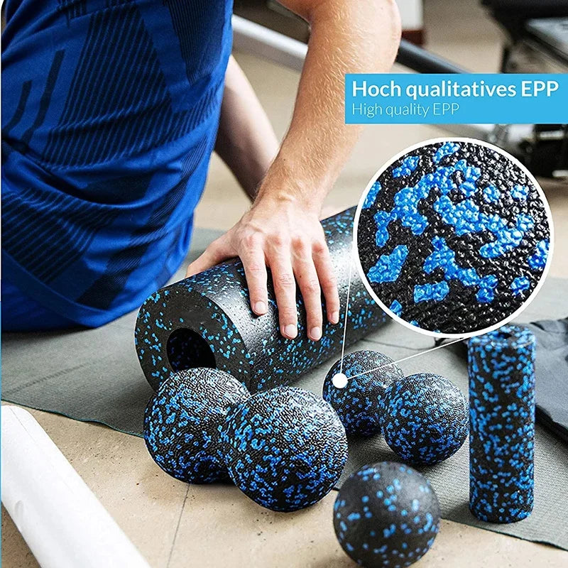 High-Density Foam Roller & Fascia Ball Set - Yoga Massage Pain Relief (5pcs)