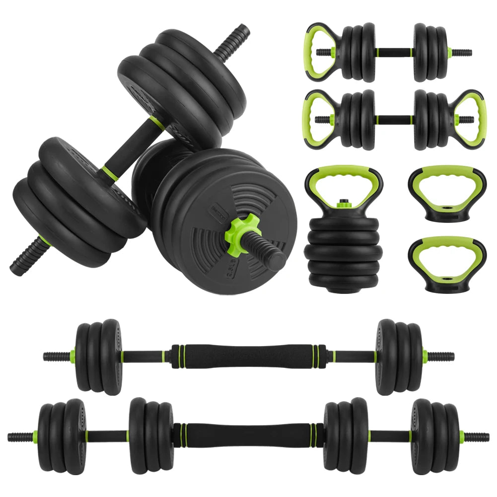 4-in-1 Adjustable Dumbbell Set – Barbell, Kettlebell, Push-Up Stand, 44lbs for Home Gym