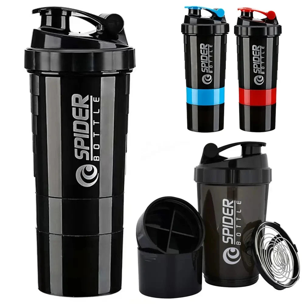 3-Layer Protein Shaker Bottle - Large Capacity Mixing Cup for Workout & Bodybuilding