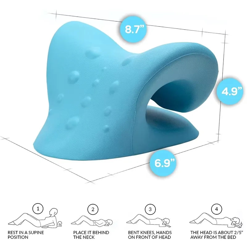 Neck & Shoulder Stretcher Pillow - Cervical Traction Device for Side, Back, & Stomach Sleepers