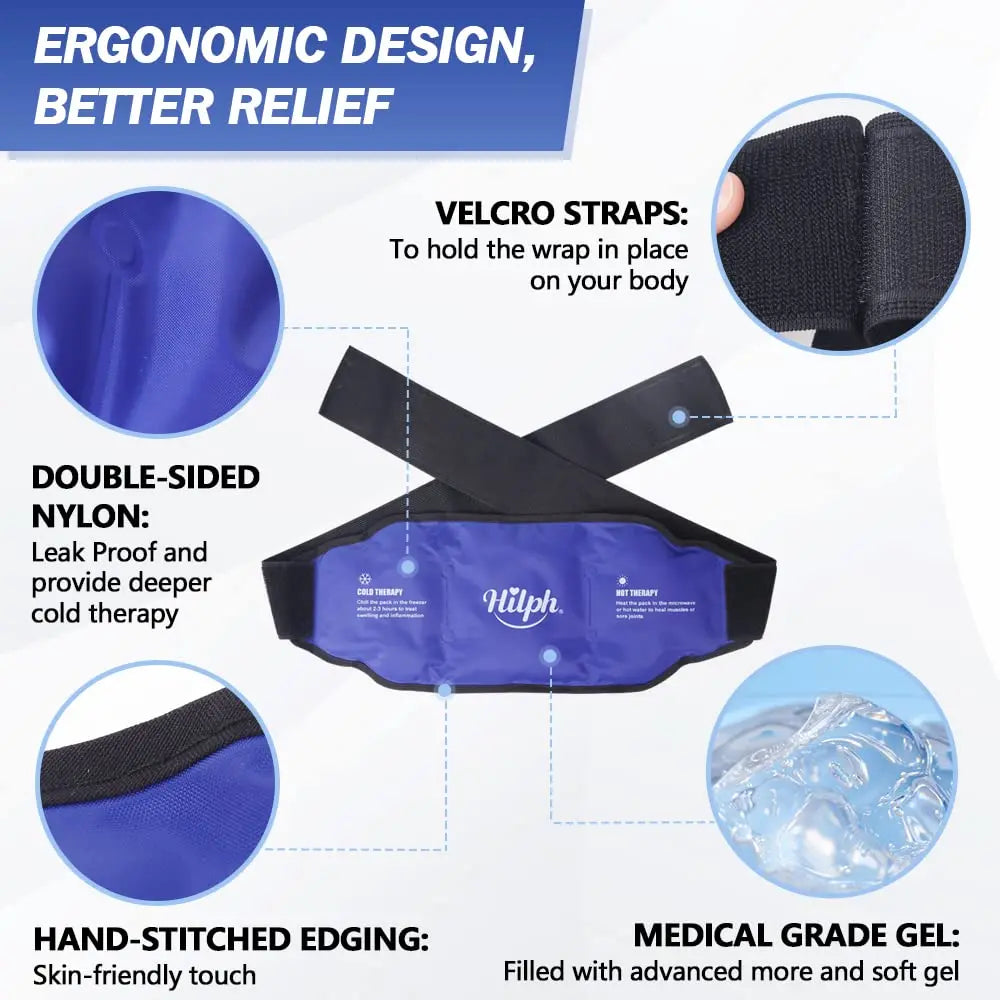 Lower Back Ice Pack - Hot & Cold Therapy, Reusable Compress for Pain Relief & Support