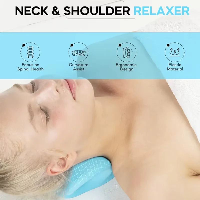 Neck & Shoulder Stretcher Pillow - Cervical Traction Device for Side, Back, & Stomach Sleepers