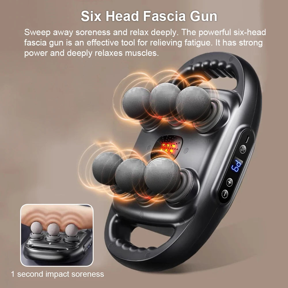 Massage Gun - 6 Heads, Deep Tissue Muscle Relief for Back, Neck, & Legs