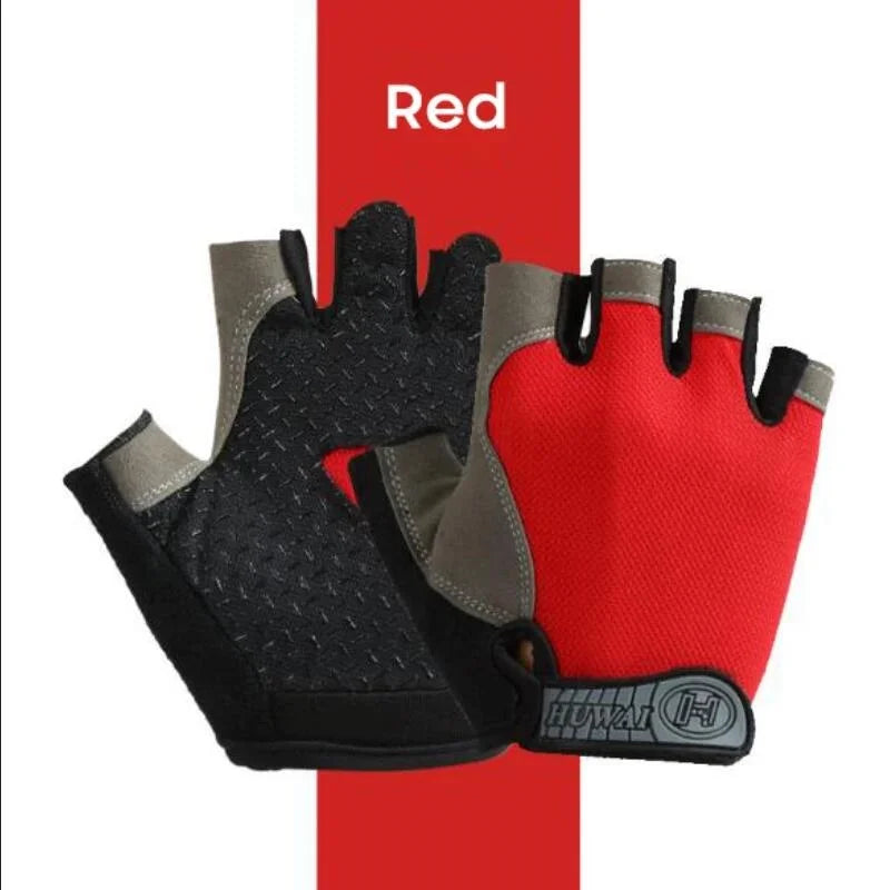 Fingerless Gym Gloves - Anti-Slip, Shock-Absorbing, Breathable for Training