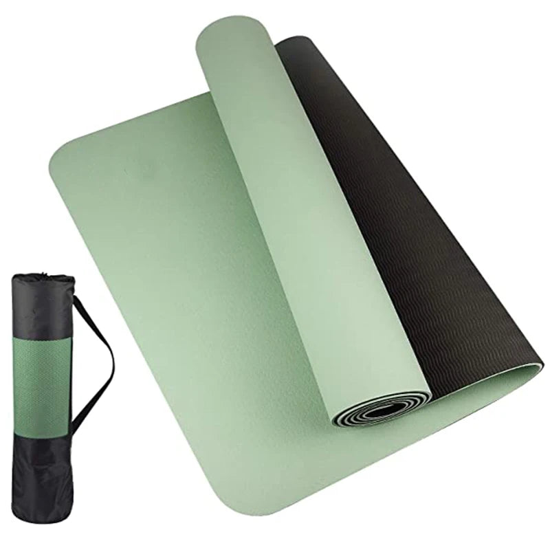 Two-Tone Non-Slip TPE Yoga Mat - Durable, Odor-Free, Home Fitness Pad (180x57cm)